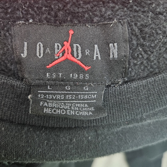 JORDAN Air Future Crewneck‎ Sweatshirt Boys Girls Size L Black and Neon - Picture 4 of 5